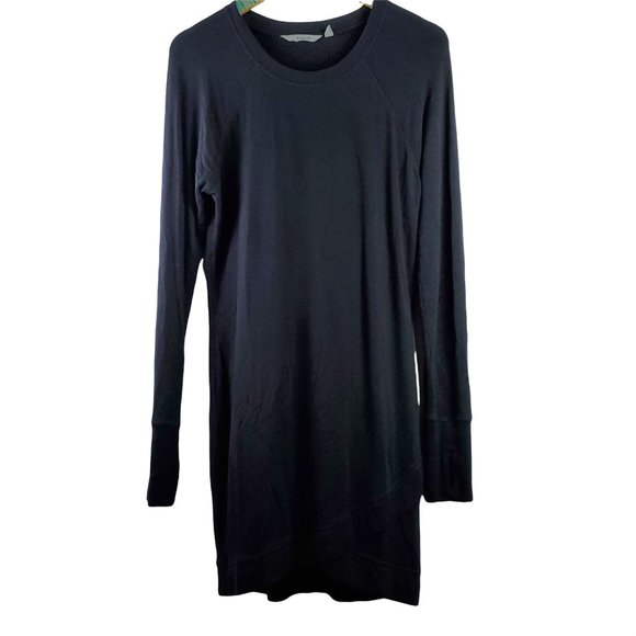 Athleta Criss-Cross Long Sleeve Black Dress Soft Modal Fabric Sz S - Picture 3 of 10